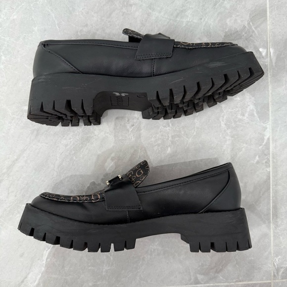 Women’s Guess Chunky Platform G Patterned Loafers Shoe Gold Buckle Size 8.5 - Picture 8 of 16